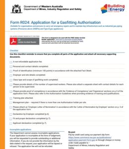 Building & Energy Gasfitting Authorisation Application Form024