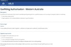 Gasfitting Authorisation - Western Australia